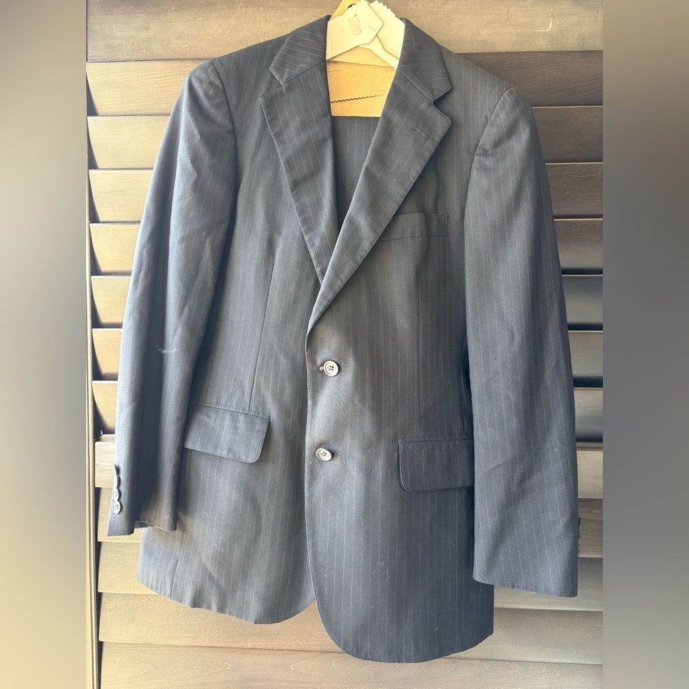Vintage Chaps Ralph Lauren 42R Navy Pin Stripe Suit Pants 35x30
